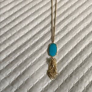 Kendra Scott Gold and Blue Necklace with Tassel Pendant